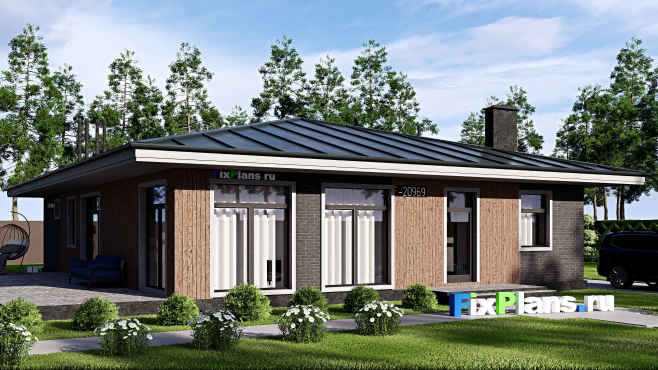 Проект одноэтажного дома 16 на 18